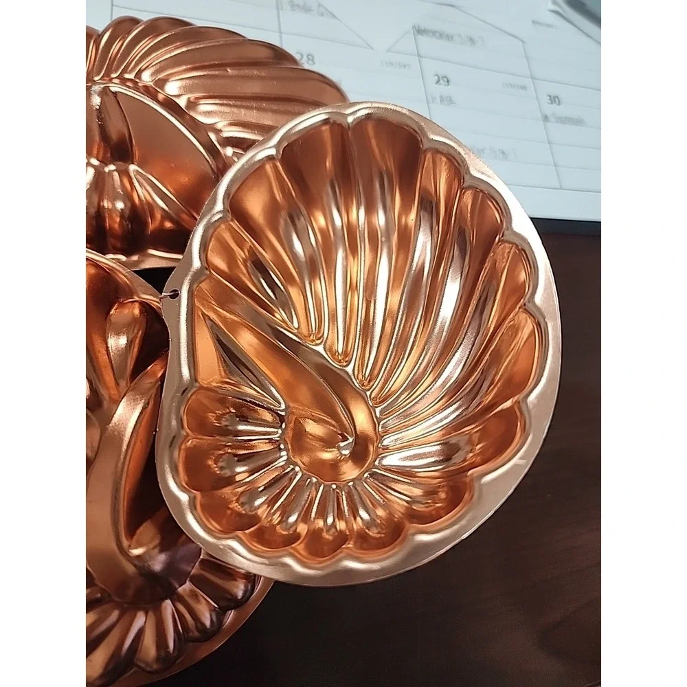 Lot of 7 VTG Mini Aluminum Metal‎ Jello Mold Bundt Pan Tin Copper Tone Shells